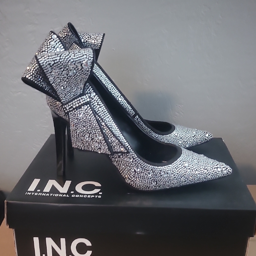 INC International Concepts Women's Glittering Silver Heels